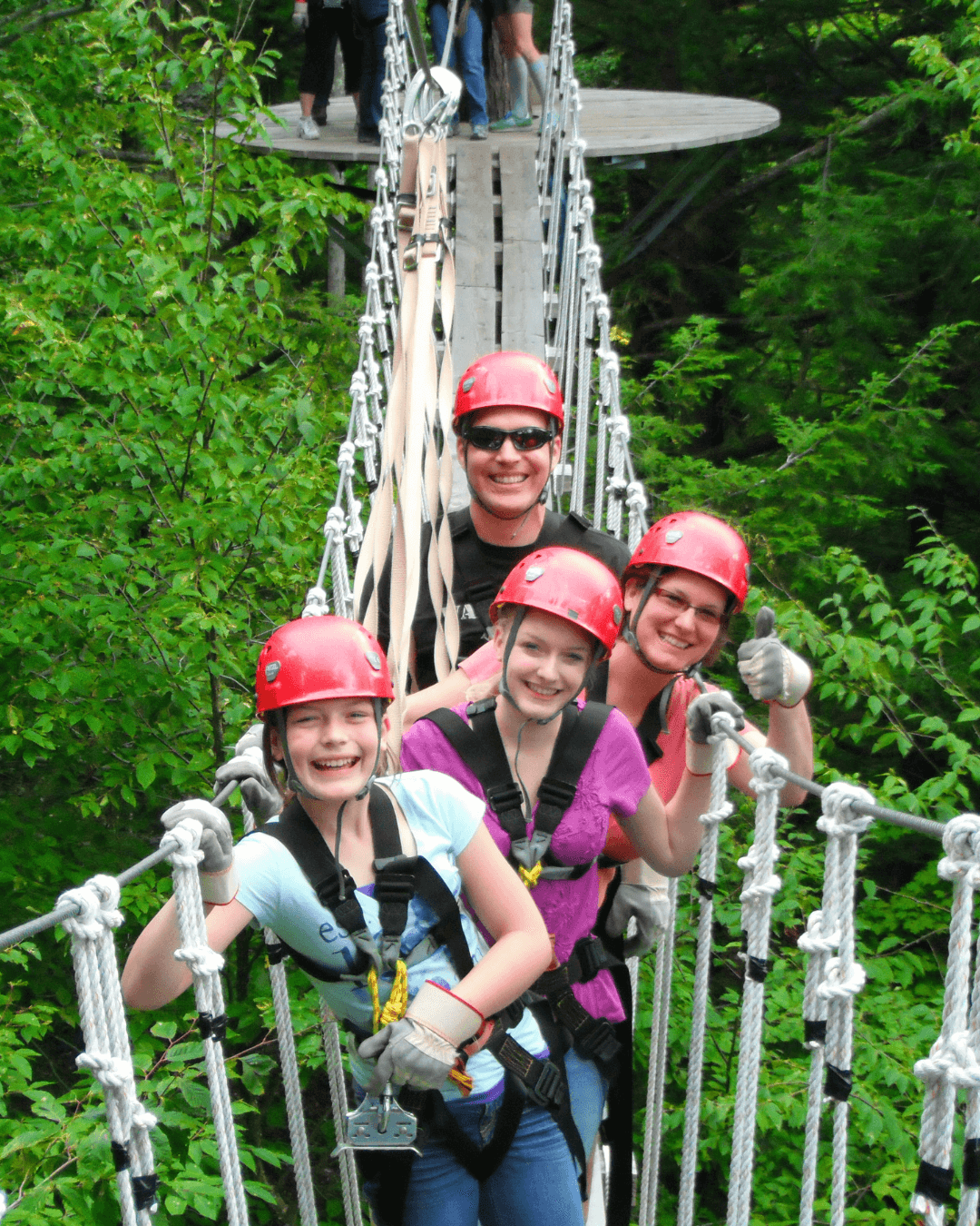 Family zipline adventure in Vermont forest